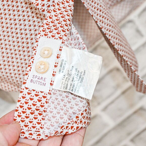 GLANSHIRT Slowear Men's Button up Shirt Red geo print size 15 1/2 fit M - Picture 7 of 7